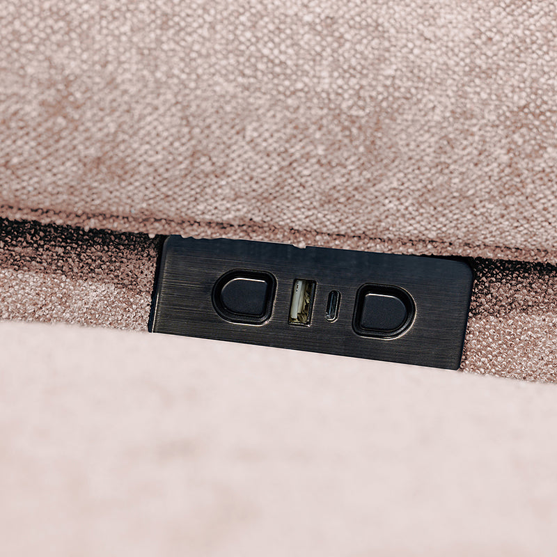 Fauteuil planeur électrique de nurserie avec accoudoirs et appuie-tête réglables, oreiller lombaire amovible, repose-pieds synchronisé et port USB | Beige / Blanc / Gris / Bleu marine / Bleu / Avoine / Mousse / Rose | Monoplace