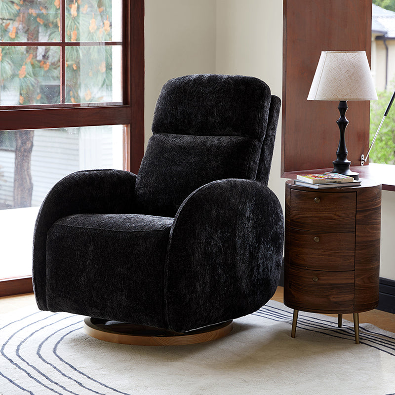 Fauteuil inclinable pivotant électrique pour chambre d'enfant avec appuie-tête et support lombaire motorisés, fonction bascule, veilleuse et ports USB/Type-C | Ivoire / Gris / Rose / Noir | Siège unique