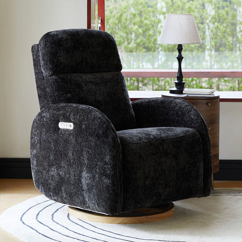 Fauteuil inclinable pivotant électrique pour chambre d'enfant avec appuie-tête et support lombaire motorisés, fonction bascule, veilleuse et ports USB/Type-C | Ivoire / Gris / Rose / Noir | Siège unique