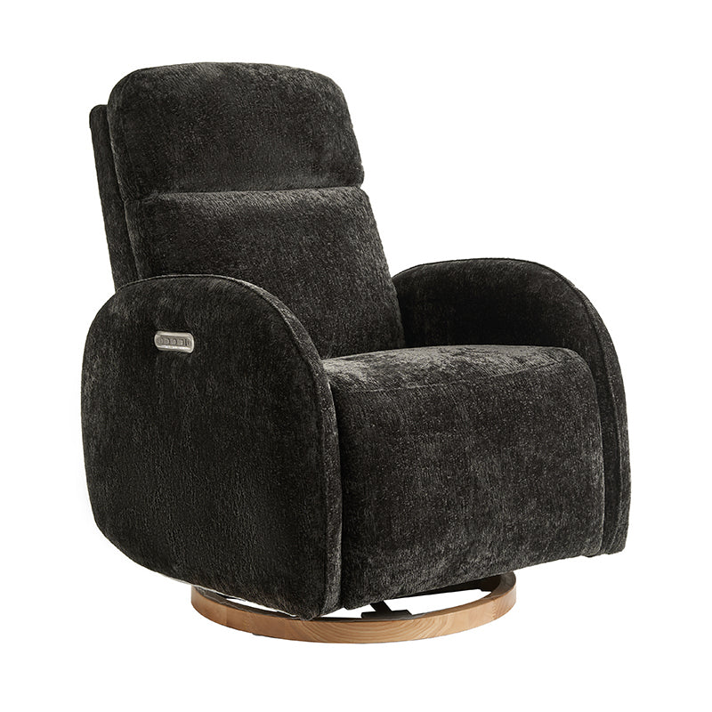 Fauteuil inclinable pivotant électrique pour chambre d'enfant avec appuie-tête et support lombaire motorisés, fonction bascule, veilleuse et ports USB/Type-C | Ivoire / Gris / Rose / Noir | Siège unique