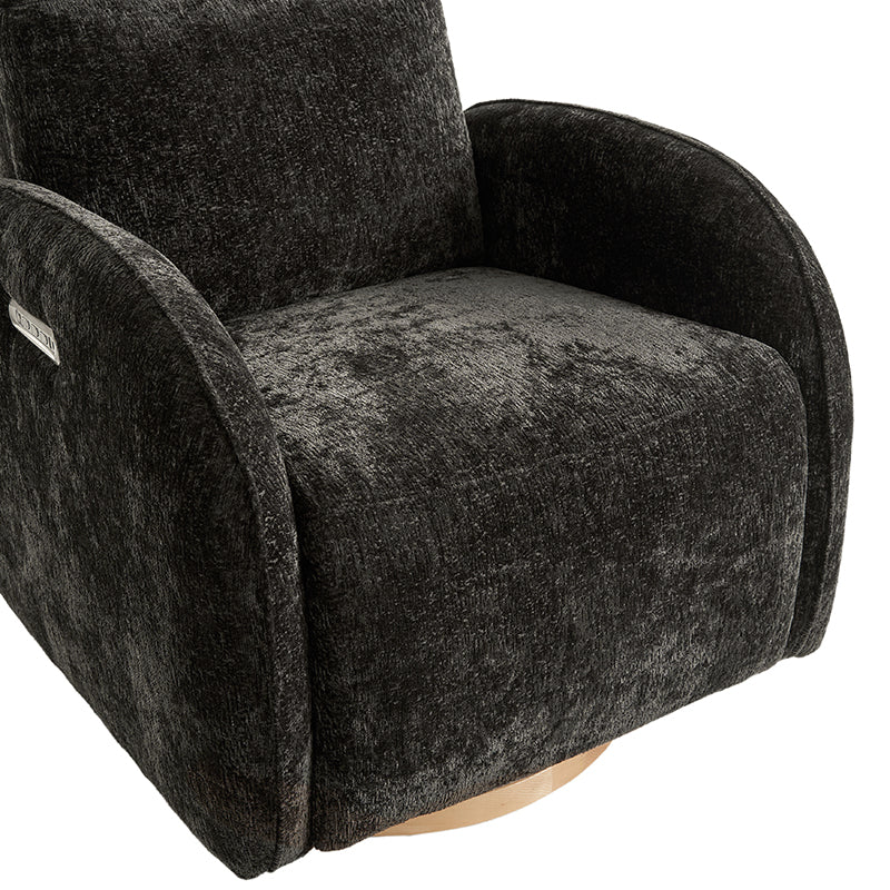 Fauteuil inclinable pivotant électrique pour chambre d'enfant avec appuie-tête et support lombaire motorisés, fonction bascule, veilleuse et ports USB/Type-C | Ivoire / Gris / Rose / Noir | Siège unique