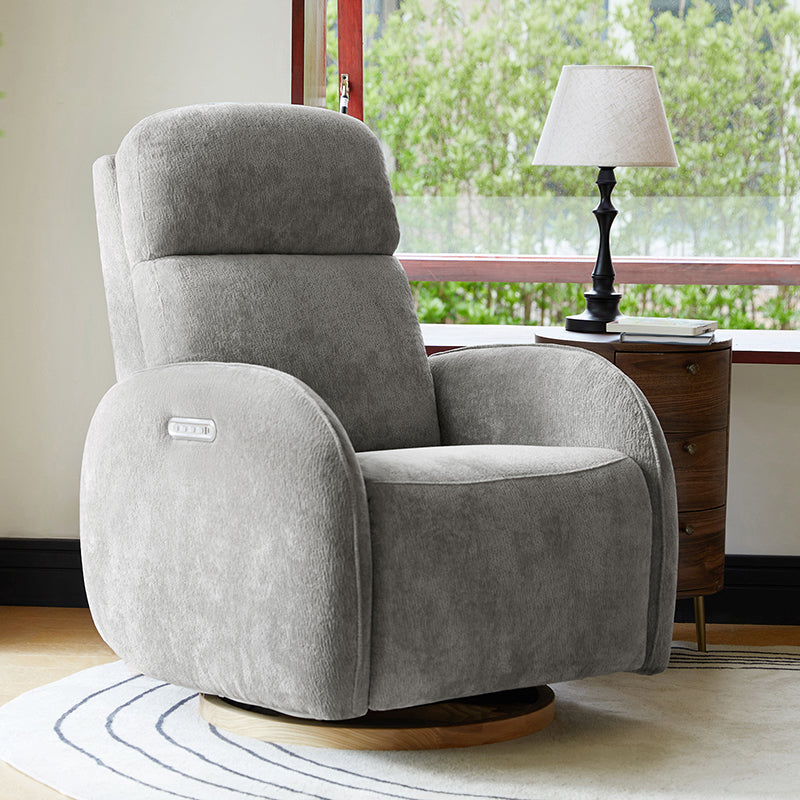 Fauteuil inclinable pivotant électrique pour chambre d'enfant avec appuie-tête et support lombaire motorisés, fonction bascule, veilleuse et ports USB/Type-C | Ivoire / Gris / Rose / Noir | Siège unique