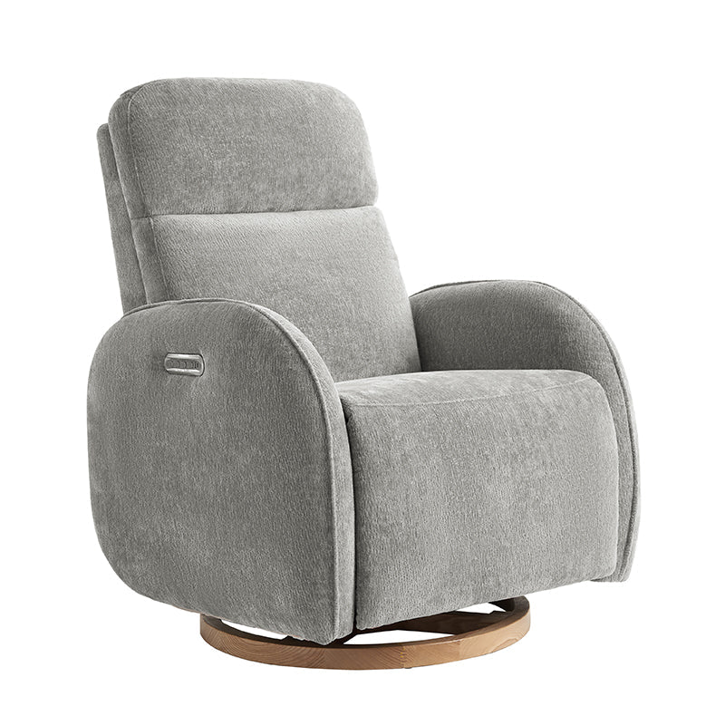 Fauteuil inclinable pivotant électrique pour chambre d'enfant avec appuie-tête et support lombaire motorisés, fonction bascule, veilleuse et ports USB/Type-C | Ivoire / Gris / Rose / Noir | Siège unique