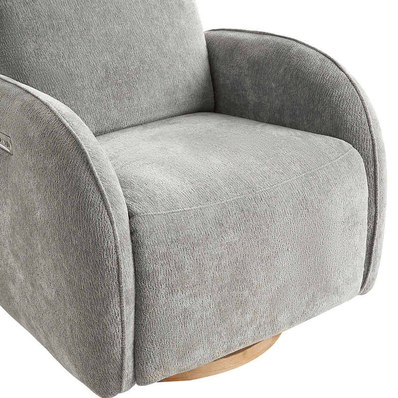 Fauteuil inclinable pivotant électrique pour chambre d'enfant avec appuie-tête et support lombaire motorisés, fonction bascule, veilleuse et ports USB/Type-C | Ivoire / Gris / Rose / Noir | Siège unique