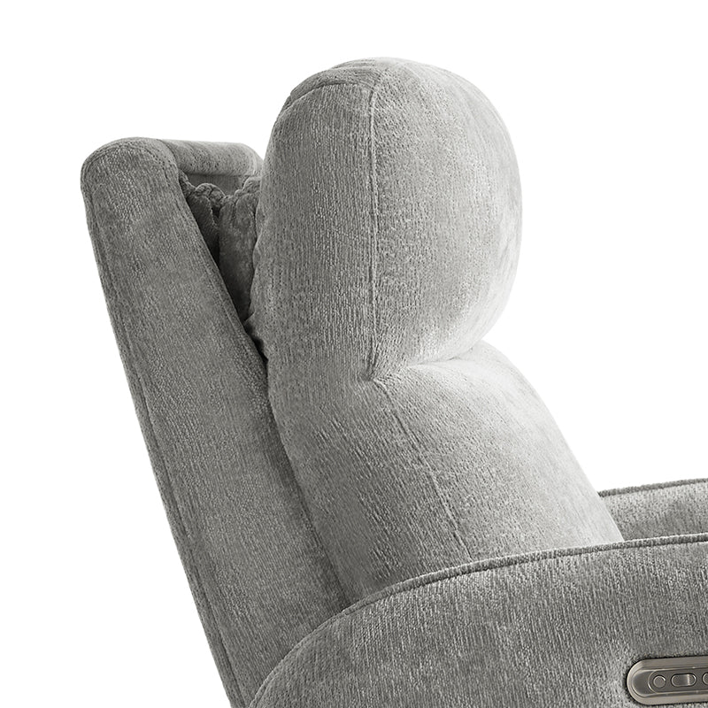 Fauteuil inclinable pivotant électrique pour chambre d'enfant avec appuie-tête et support lombaire motorisés, fonction bascule, veilleuse et ports USB/Type-C | Ivoire / Gris / Rose / Noir | Siège unique