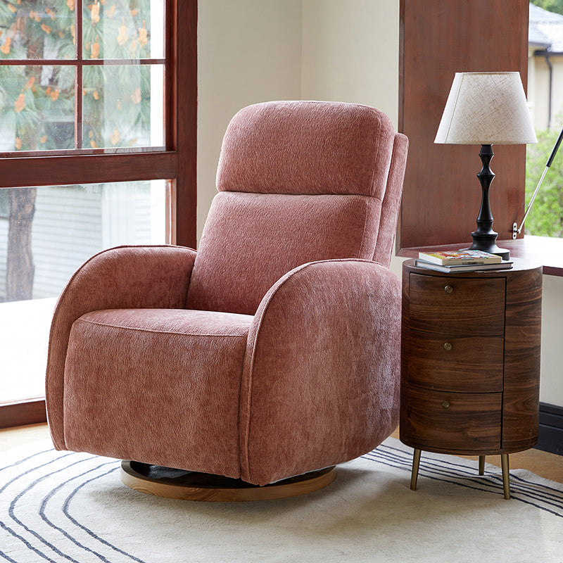 Fauteuil inclinable pivotant électrique pour chambre d'enfant avec appuie-tête et support lombaire motorisés, fonction bascule, veilleuse et ports USB/Type-C | Ivoire / Gris / Rose / Noir | Siège unique