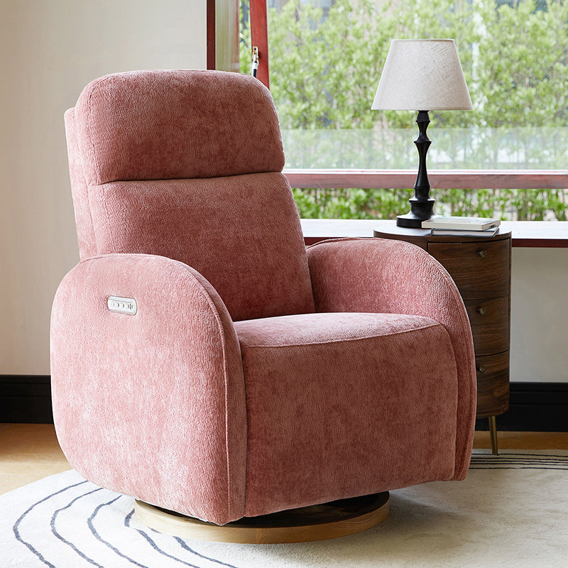 Fauteuil inclinable pivotant électrique pour chambre d'enfant avec appuie-tête et support lombaire motorisés, fonction bascule, veilleuse et ports USB/Type-C | Ivoire / Gris / Rose / Noir | Siège unique