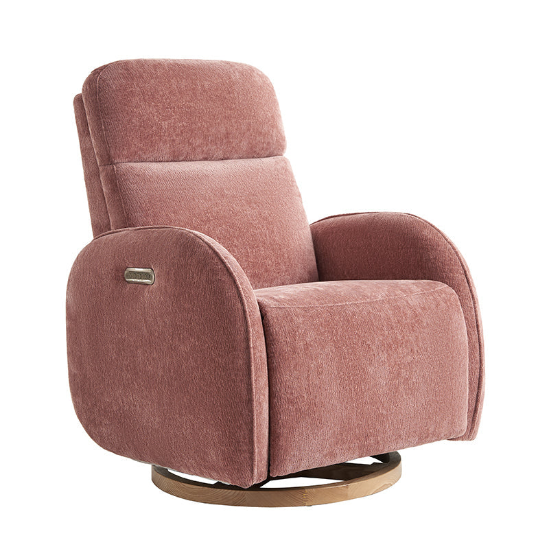 Fauteuil inclinable pivotant électrique pour chambre d'enfant avec appuie-tête et support lombaire motorisés, fonction bascule, veilleuse et ports USB/Type-C | Ivoire / Gris / Rose / Noir | Siège unique