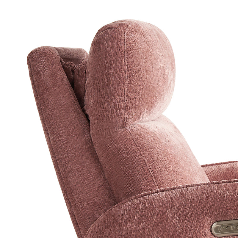 Fauteuil inclinable pivotant électrique pour chambre d'enfant avec appuie-tête et support lombaire motorisés, fonction bascule, veilleuse et ports USB/Type-C | Ivoire / Gris / Rose / Noir | Siège unique