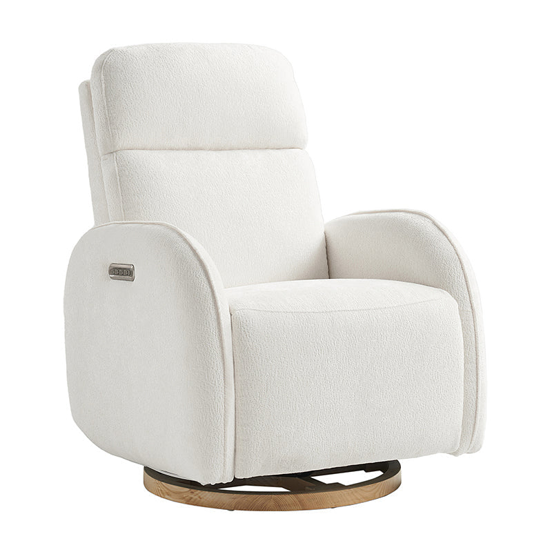 Fauteuil inclinable pivotant électrique pour chambre d'enfant avec appuie-tête et support lombaire motorisés, fonction bascule, veilleuse et ports USB/Type-C | Ivoire / Gris / Rose / Noir | Siège unique