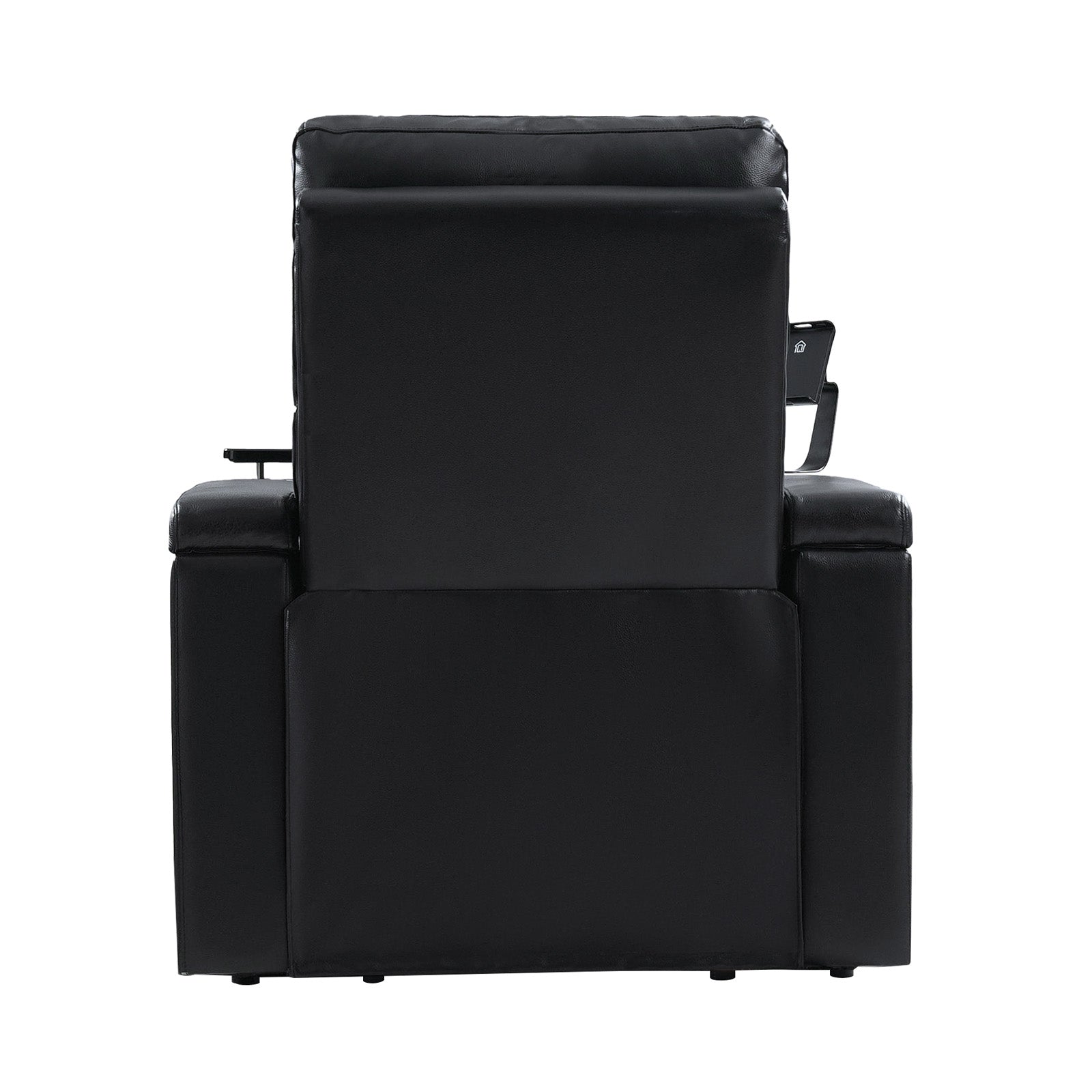 Fauteuil inclinable électrique en cuir de première qualité avec appuie-tête réglable, table d'appoint, support de téléphone, chargement USB et éclairage d'ambiance | Chameau / Noir / Cuir vieilli | Une place