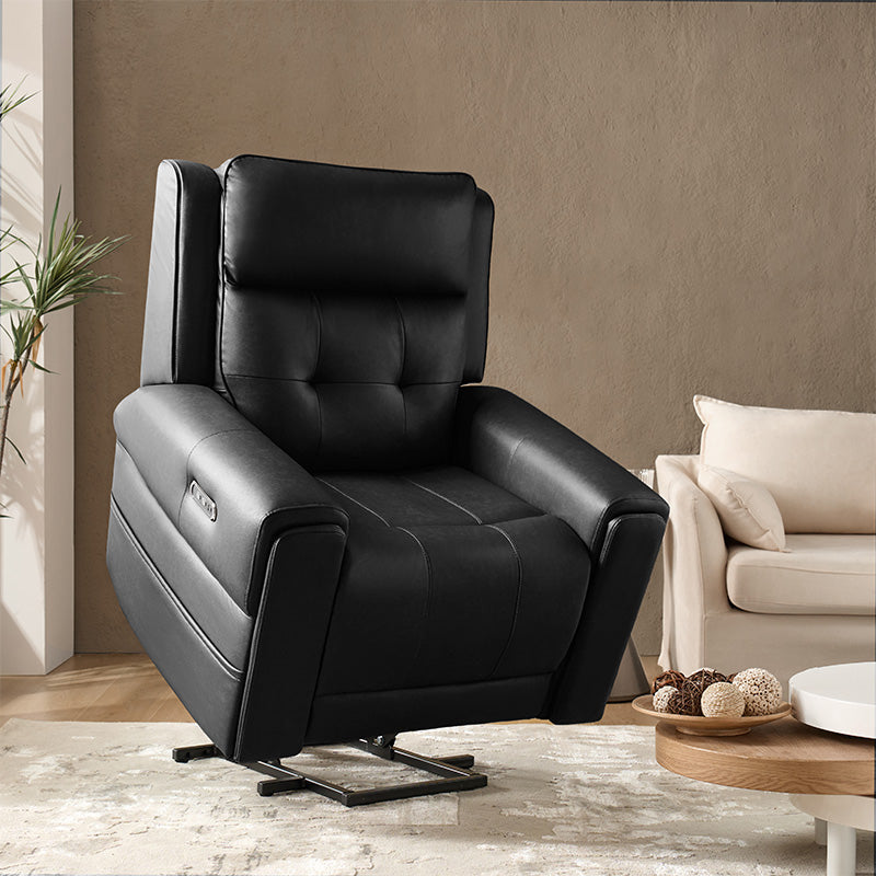 Fauteuil releveur inclinable XL avec massage, chaleur, ports de charge USB et Type-C, porte-gobelet et poches de rangement | Camel / Ivoire / Noir | Un siège