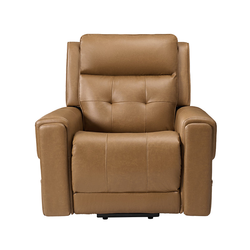 Fauteuil releveur inclinable XL avec massage, chaleur, ports de charge USB et Type-C, porte-gobelet et poches de rangement | Camel / Ivoire / Noir | Un siège