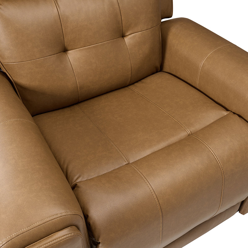 Fauteuil releveur inclinable XL avec massage, chaleur, ports de charge USB et Type-C, porte-gobelet et poches de rangement | Camel / Ivoire / Noir | Un siège