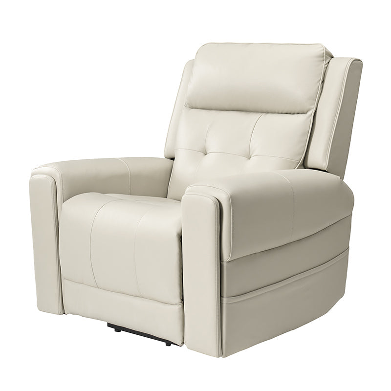 Fauteuil releveur inclinable XL avec massage, chaleur, ports de charge USB et Type-C, porte-gobelet et poches de rangement | Camel / Ivoire / Noir | Un siège