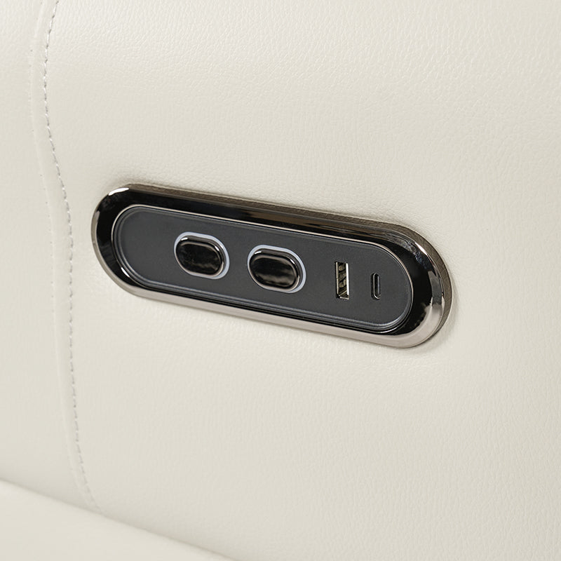 Fauteuil releveur inclinable XL avec massage, chaleur, ports de charge USB et Type-C, porte-gobelet et poches de rangement | Camel / Ivoire / Noir | Un siège