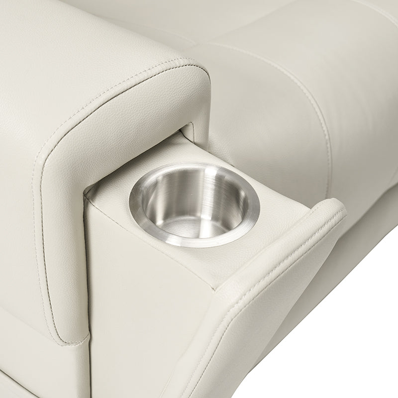Fauteuil releveur inclinable XL avec massage, chaleur, ports de charge USB et Type-C, porte-gobelet et poches de rangement | Camel / Ivoire / Noir | Un siège