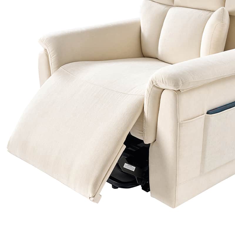 Fauteuil inclinable releveur avec massage dorsal par airbag, thérapie chauffante et support tête et lombaire réglables | Bleu marine / Beige | Monoplace