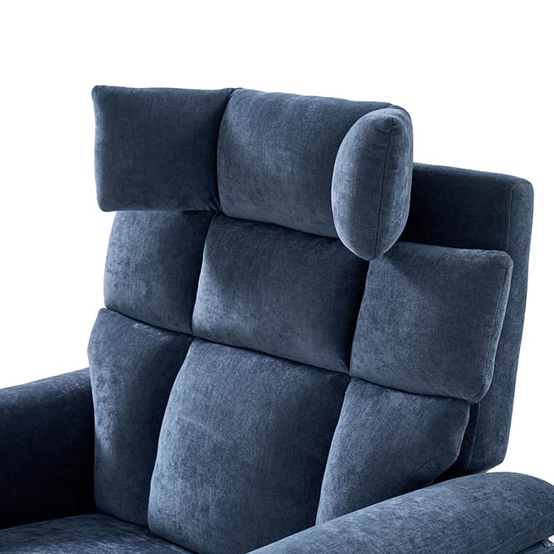 Fauteuil inclinable releveur avec massage dorsal par airbag, thérapie chauffante et support tête et lombaire réglables | Bleu marine / Beige | Monoplace