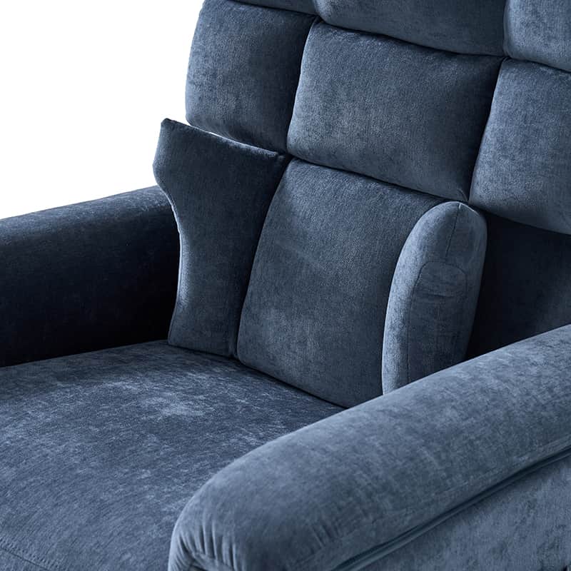 Fauteuil inclinable releveur avec massage dorsal par airbag, thérapie chauffante et support tête et lombaire réglables | Bleu marine / Beige | Monoplace