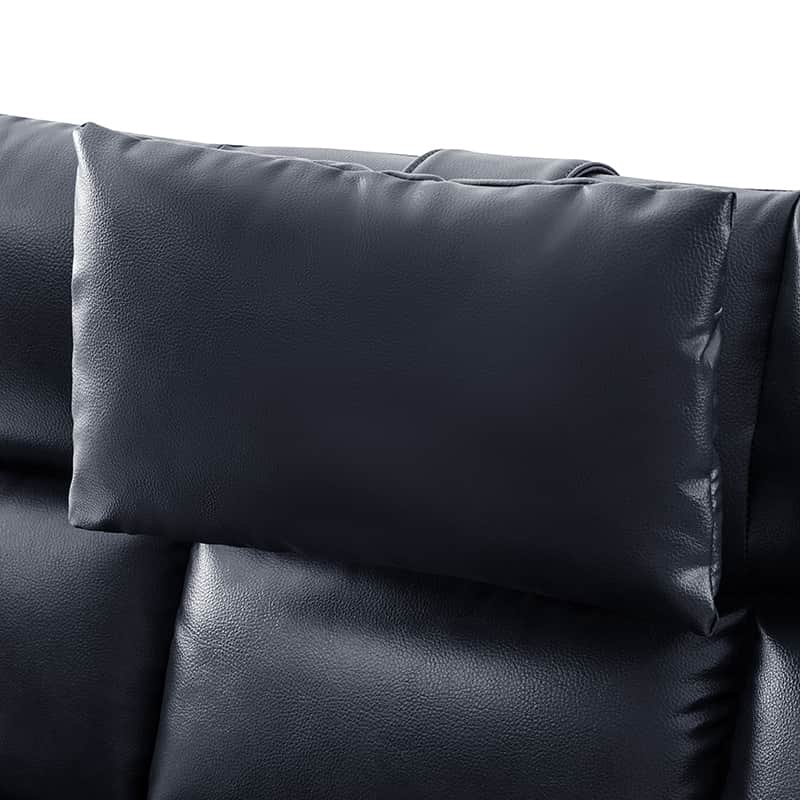 Fauteuil inclinable releveur en similicuir avec position allongée, dossier et repose-pieds réglables indépendamment, support tête et lombaire | Camel / Bleu marine | Une place