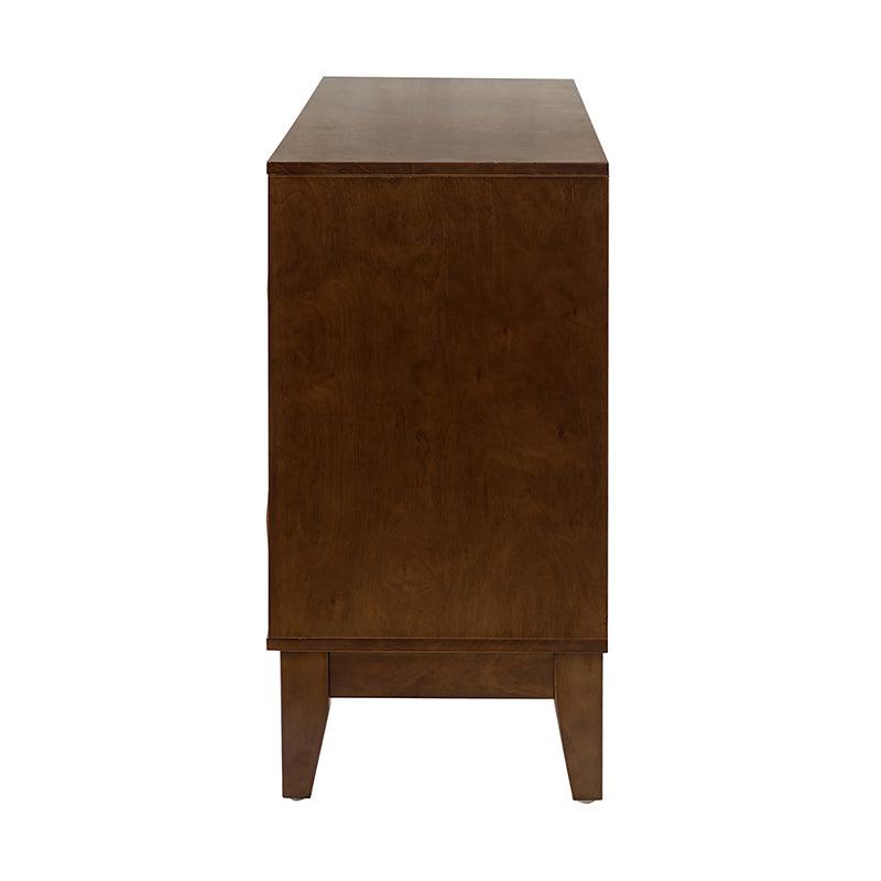 Buffet à 4 portes de 152 cm avec portes à fermeture douce, 2 étagères réglables et pieds en bois massif | Noyer / Blanc / Noir / Bois flotté | Unité