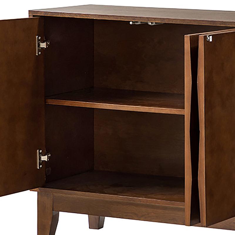 Buffet à 4 portes de 152 cm avec portes à fermeture douce, 2 étagères réglables et pieds en bois massif | Noyer / Blanc / Noir / Bois flotté | Unité