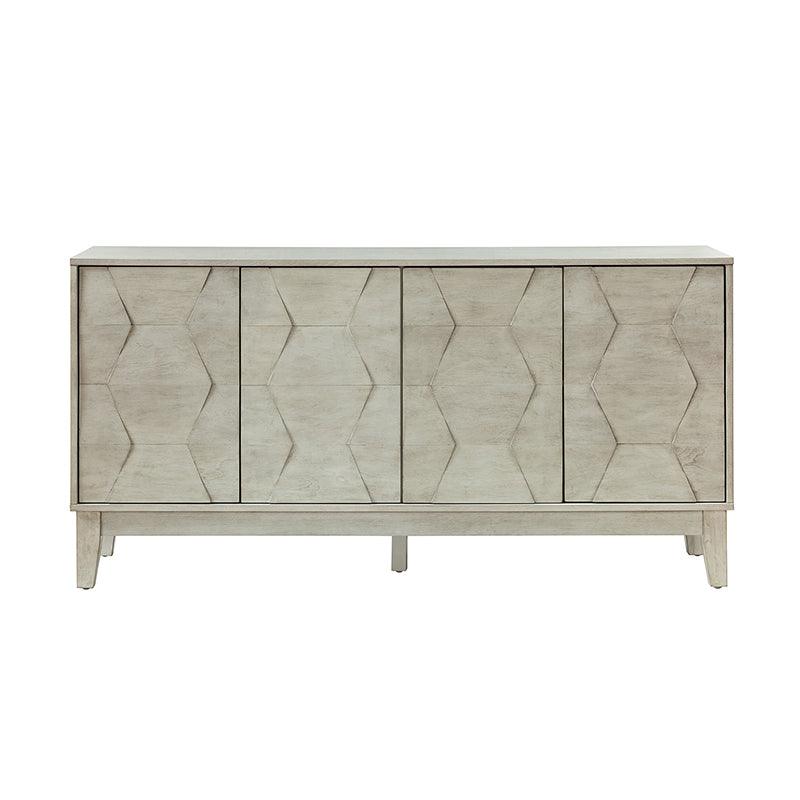 Buffet à 4 portes de 152 cm avec portes à fermeture douce, 2 étagères réglables et pieds en bois massif | Noyer / Blanc / Noir / Bois flotté | Unité