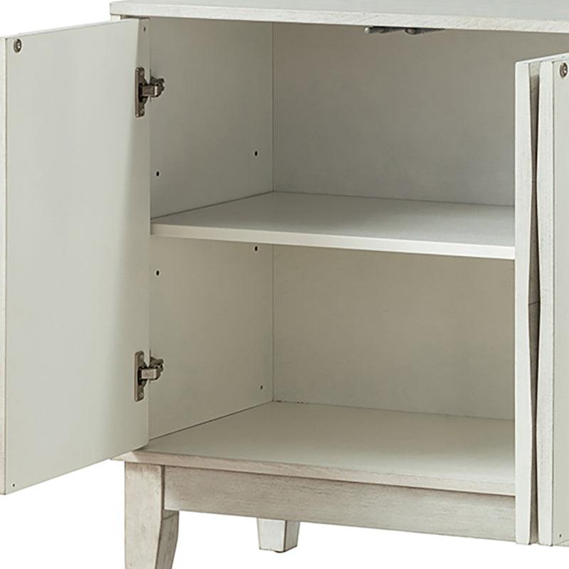 Buffet à 4 portes de 152 cm avec portes à fermeture douce, 2 étagères réglables et pieds en bois massif | Noyer / Blanc / Noir / Bois flotté | Unité