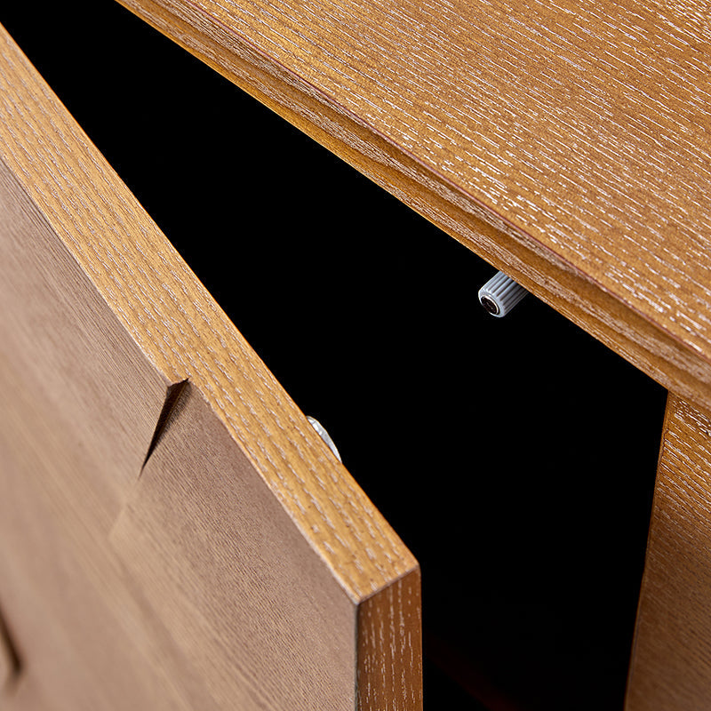 Buffet 3 portes à motif hexagonal en relief de 45 po avec portes à ouverture par pression, 2 tablettes ajustables et pieds effilés en bois d'hévéa | Noyer / Bois flotté / Noir / Blanc | Simple