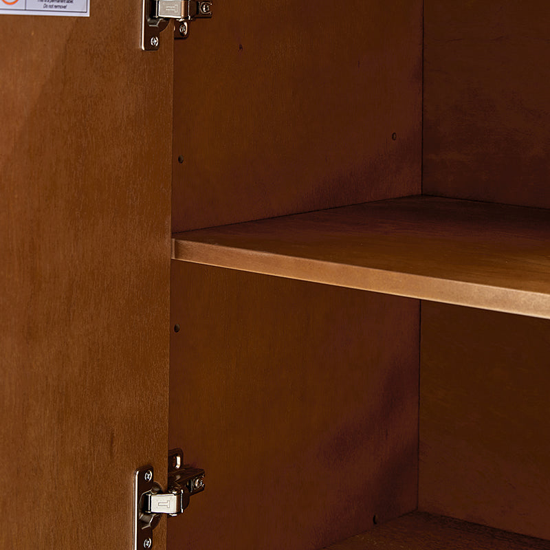 Buffet 3 portes à motif hexagonal en relief de 45 po avec portes à ouverture par pression, 2 tablettes ajustables et pieds effilés en bois d'hévéa | Noyer / Bois flotté / Noir / Blanc | Simple