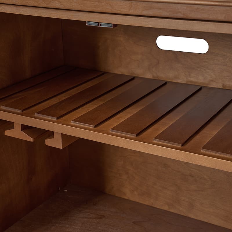 Bahut buffet de 147 cm avec 4 portes sculptées, étagère à vin et porte-verres | Chêne / Blanc | Simple