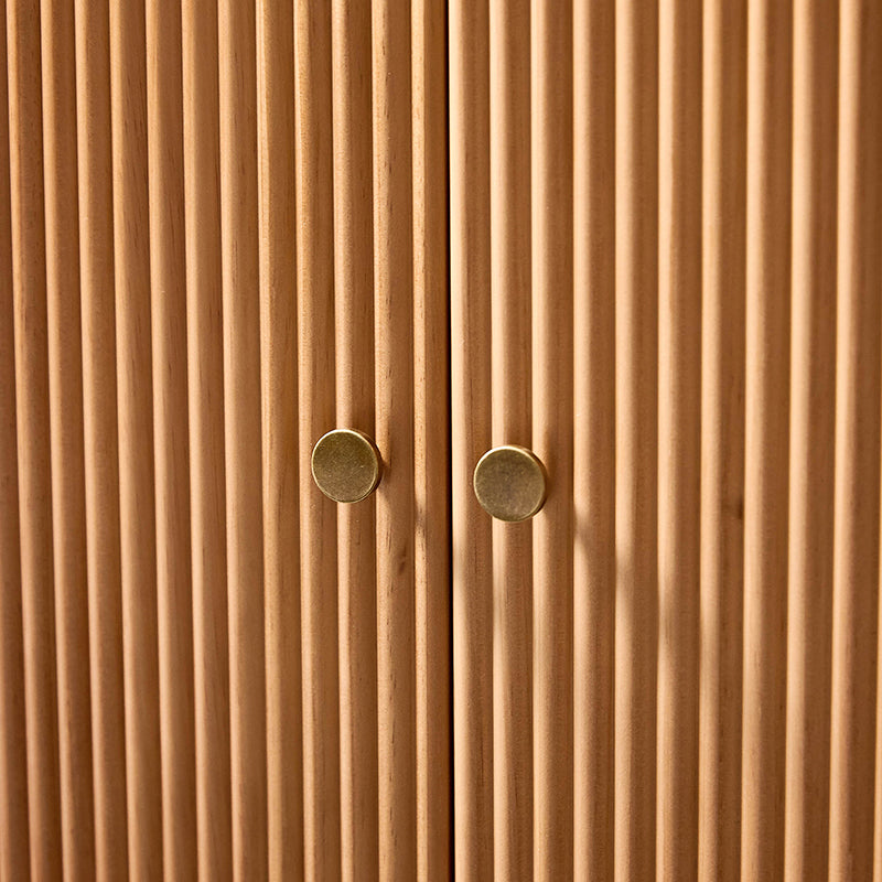 Buffet en bois massif cannelé avec étagères réglables et gestion de câbles intégrée | Noyer / Teck | 3 ou 4 portes | Individuel