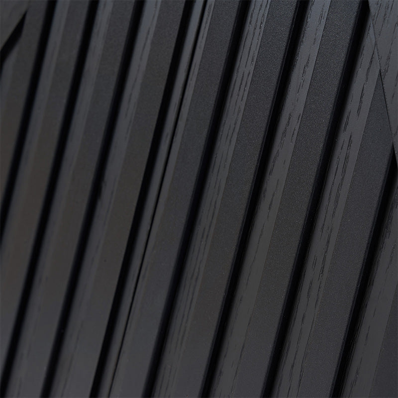 Bahut buffet en MDF avec texture en relief, 4 armoires, étagères réglables et trous passe-câbles | Noyer / Noir | Unique