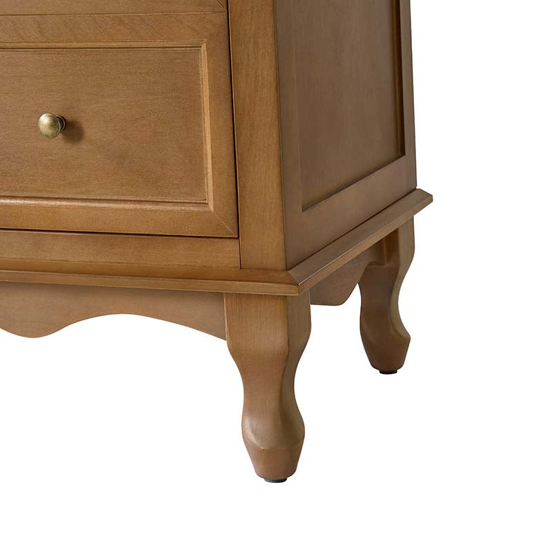 Buffet 4 portes avec façade à faux tiroirs, étagères réglables et poignées en métal antique | Noyer / Chêne | Simple