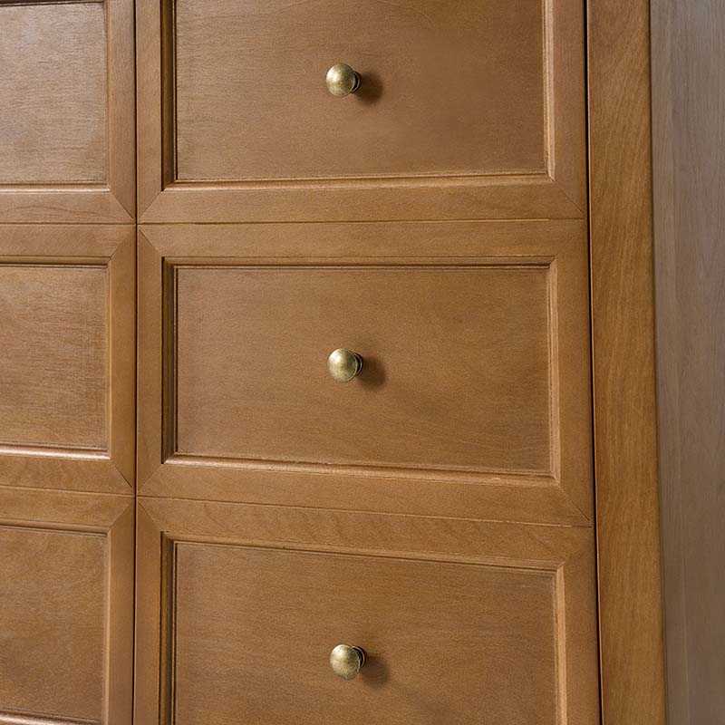 Buffet 4 portes avec façade à faux tiroirs, étagères réglables et poignées en métal antique | Noyer / Chêne | Simple