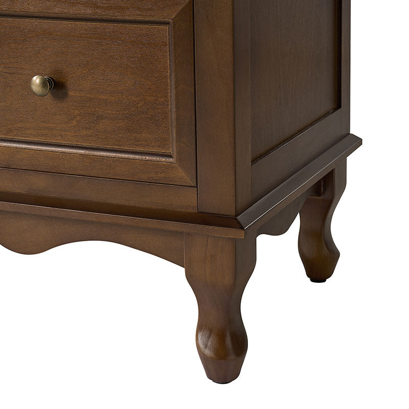 Buffet 4 portes avec façade à faux tiroirs, étagères réglables et poignées en métal antique | Noyer / Chêne | Simple