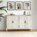 Enfilade de ferme 152 cm avec portes à motif losanges, poignées en bronze et pieds fuselés | Blanc | Individuel