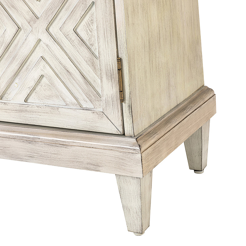 Enfilade de ferme 152 cm avec portes à motif losanges, poignées en bronze et pieds fuselés | Blanc | Individuel