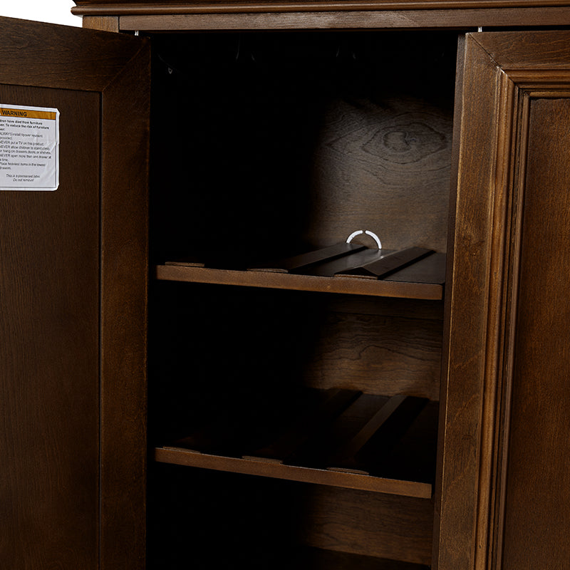 Buffet traditionnel de 147 cm avec casier à vin, porte-verres à vin, 4 portes, 2 tiroirs et pieds fuselés | Noyer | Simple