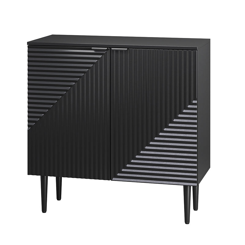 Armoire d'appoint linéaire à 2 portes et 4 étagères amovibles avec pieds en métal noir, 89 cm de haut | Marine / Gris / Noir / Blanc | Individuel