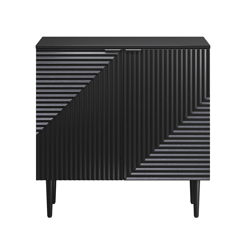 Armoire d'appoint linéaire à 2 portes et 4 étagères amovibles avec pieds en métal noir, 89 cm de haut | Marine / Gris / Noir / Blanc | Individuel