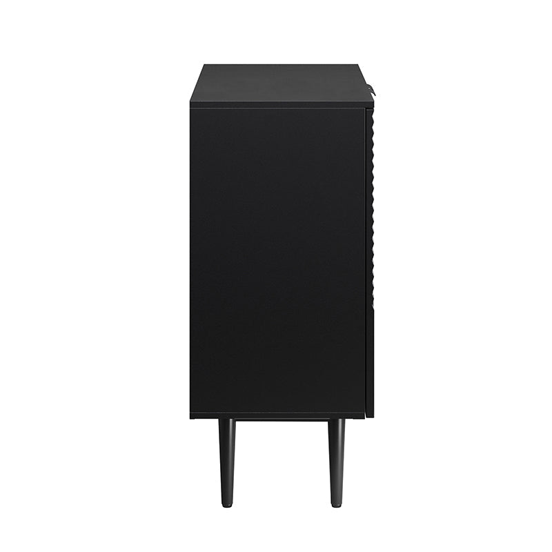 Armoire d'appoint linéaire à 2 portes et 4 étagères amovibles avec pieds en métal noir, 89 cm de haut | Marine / Gris / Noir / Blanc | Individuel