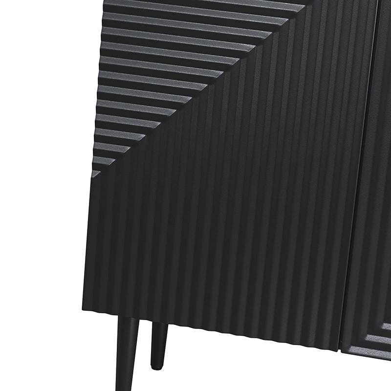 Armoire d'appoint linéaire à 2 portes et 4 étagères amovibles avec pieds en métal noir, 89 cm de haut | Marine / Gris / Noir / Blanc | Individuel