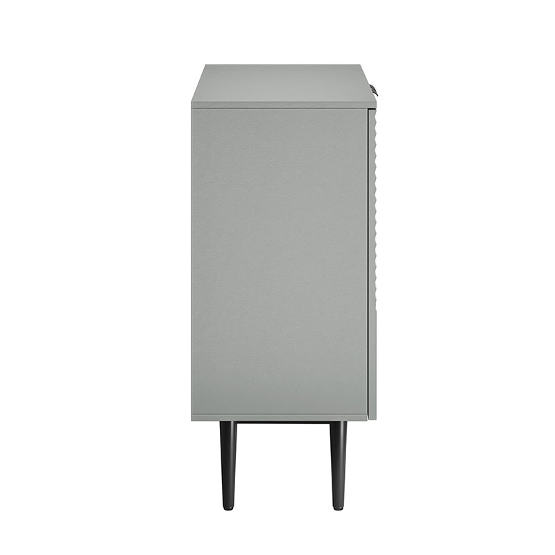 Armoire d'appoint linéaire à 2 portes et 4 étagères amovibles avec pieds en métal noir, 89 cm de haut | Marine / Gris / Noir / Blanc | Individuel