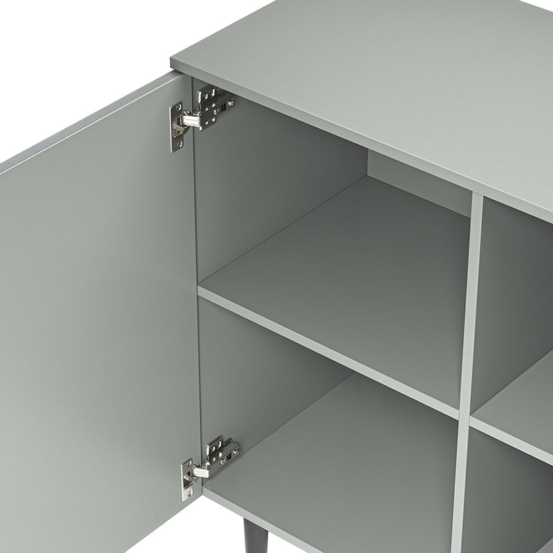 Armoire d'appoint linéaire à 2 portes et 4 étagères amovibles avec pieds en métal noir, 89 cm de haut | Marine / Gris / Noir / Blanc | Individuel
