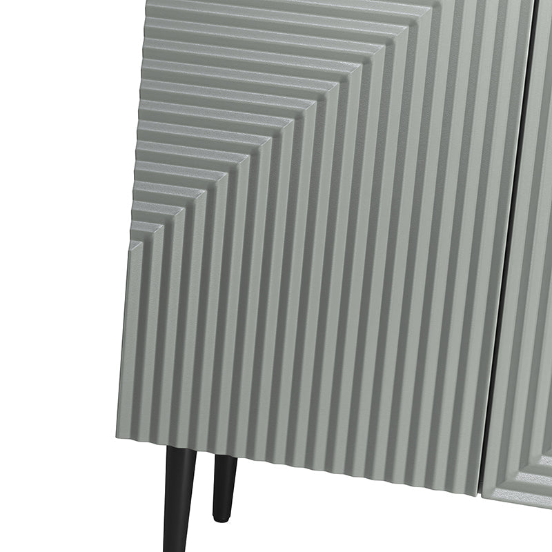 Armoire d'appoint linéaire à 2 portes et 4 étagères amovibles avec pieds en métal noir, 89 cm de haut | Marine / Gris / Noir / Blanc | Individuel