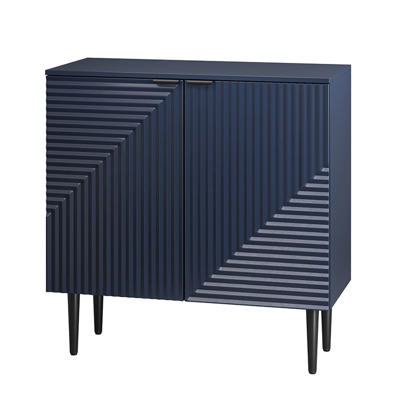 Armoire d'appoint linéaire à 2 portes et 4 étagères amovibles avec pieds en métal noir, 89 cm de haut | Marine / Gris / Noir / Blanc | Individuel