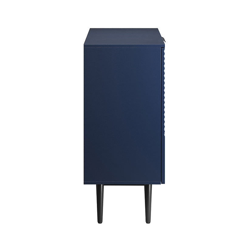 Armoire d'appoint linéaire à 2 portes et 4 étagères amovibles avec pieds en métal noir, 89 cm de haut | Marine / Gris / Noir / Blanc | Individuel