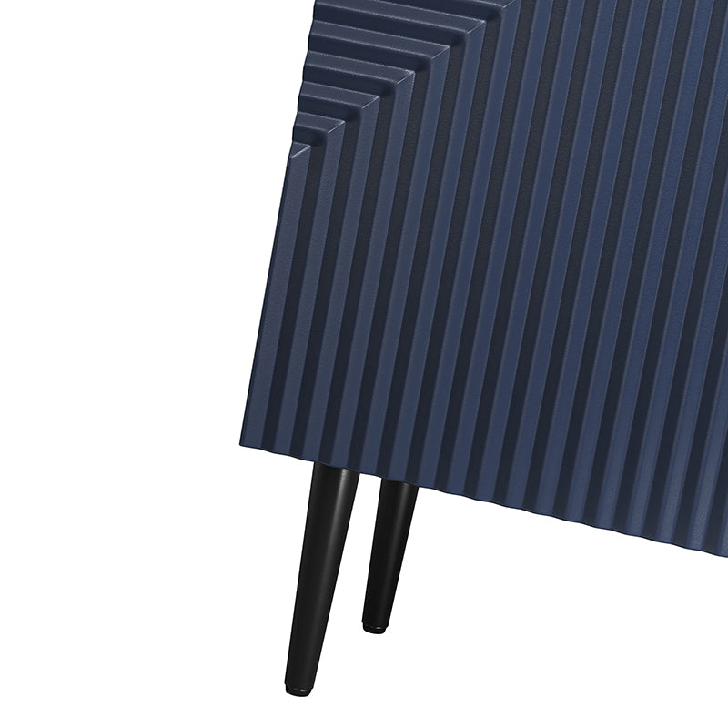 Armoire d'appoint linéaire à 2 portes et 4 étagères amovibles avec pieds en métal noir, 89 cm de haut | Marine / Gris / Noir / Blanc | Individuel